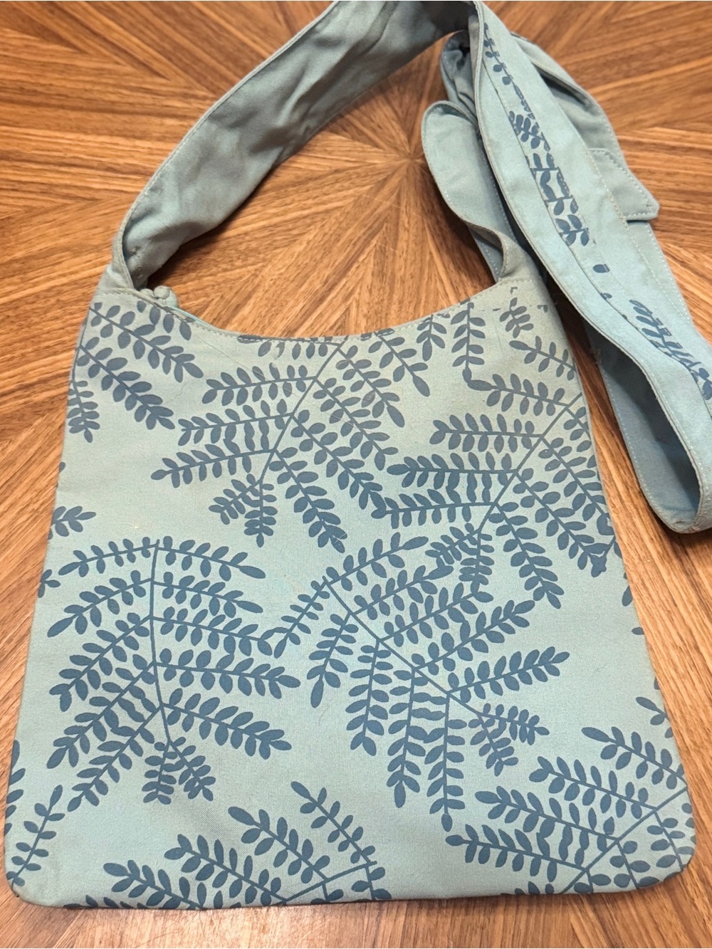 Light Blue Botanical Print Shoulder Bag